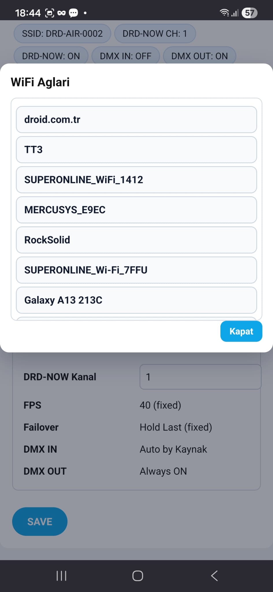Aygıtı modeme bağlama ekranı